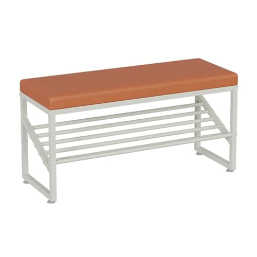 Banc étagère à chaussures d'entrée orange pour simplifier vos matins