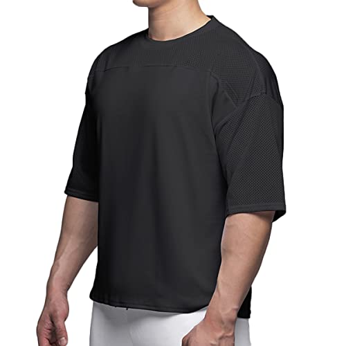 Mens Workout Shirts Short Sleeve Oversize Hipster Big Size Gym Shirts Basketball Hip-hop Mesh T-Shirts for Men T64