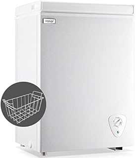 Chest Freezer Small Deep Freezer 3.5 Cu.Ft Mini Freezer White Free-Standing Top Door Freezer Adjustable 7 Thermostat and Removable Basket Open Deep Freezer Energy Saving Garage Basement Apartment Kitchen Business