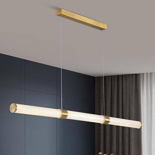 LUMIÈRE LUXEUR lustre suspendu LED au fini doré chic pour salle à manger