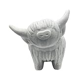 Highland Cow Ring Holder Cute Farmhouse Animal Jewelry 3D Printed Rustic Desk Decor for Rings, Earrings, Small Trinkets Funny Cow Figurine Gift for Birthday, Wedding, Christmas (Marble)