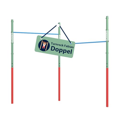 HUDORA Turnreck Fabian Mint - doppelte Turnstange für Kinder & Erwachsene - 4-Fach höhenverstellbare Gymnastikstange - belastbare Outdoor-Fitnessstange für bis zu 100kg