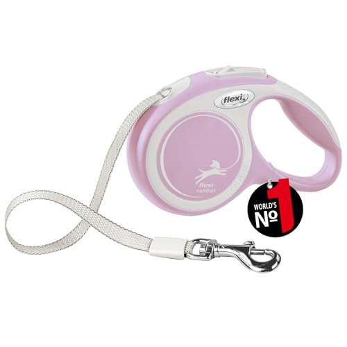 flexi® Comfort XS Gurt 3 m rosa, Roll-Leine für kleine Hunde bis 12 kg. Nur 126 gr. leichte Taschenleine im Miniformat 8,2 x 13 cm, Griffgröße für 3-Finger