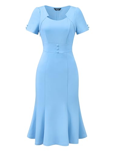 Allegra K Damen Bleistift Kleid, Business Elegant Cocktail Meerjungfrauen Etuikleid Hellblau M