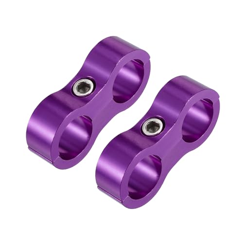 A ABSOPRO 2Pcs Serre-Tuyaux De Séparateur De Durite De Voiture An8 En Alliage D'Aluminium Violet 16Mm