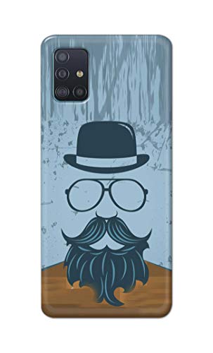 Image of PRINTFIDAA Mustache Beard and Hairstyle Hipster in Glasses Printed Designer Hard Case for Samsung Galaxy A51, SM-A515F / DSN, SM-A515F / DS Back Cover -(e) RPM1002