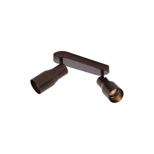 Qazqa Moderno Foco empotrado redondo bronce oscuro GU10 50mm 2 luces - Stanley Aluminio Redonda/Ovalada Adecuado para LED Max. 2 x 10 Watt