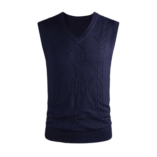 Men's Argyle Vest Sweater Sleeveless V Neck Slim Fit Knitted Pullover Sweaters Casual Temperament Business Comfy Tops3