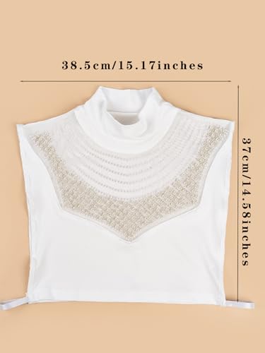 Image of Eyibenlilan Ladies' High Gloss Faux Pearl Elastic Knit Fabric Round Neck Fake Collar One Size Dickey Collar for Women