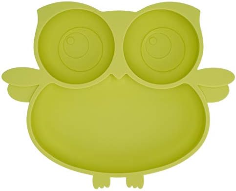 Kirecoo Owl Silicone Suction Plate - Self Feeding Training Storage Divided Plate, Baby Toddler Bowl And Dish, Fits For Most Hairchairs Trays, Microwave Dishwasher Safe (Green)