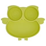Kirecoo Owl Silicone Suction Plate - Self Feeding Training Storage Divided Plate, Baby Toddler Bowl and Dish, Fits for Most Hairchairs Trays, Microwave Dishwasher Safe (Green)