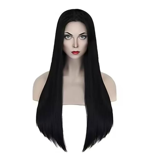 EUPSIIU Womens Long Black Straight Wig wigs for women halloween wig Long Straight Synthetic Raven Wigs for Party Cosplay Halloween Anime Carnival Fancy Dress Accessories (Black)
