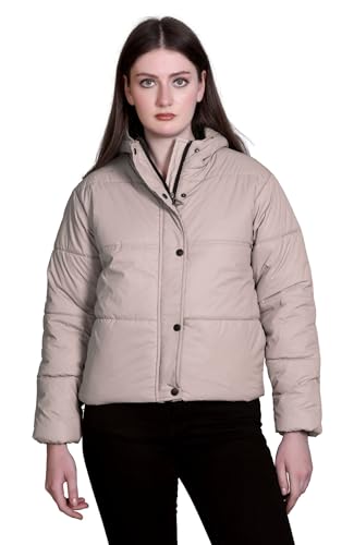 Image of SANE ORIGINALS Hooded Jacket for Women for Winters, Stylish Semi Crop Warm Coat for Women Winter Wear with Cap