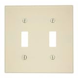 Leviton 78009 2-Gang Toggle Device Switch Wallplate, Standard Size, Thermoset, Device Mount, Light Almond