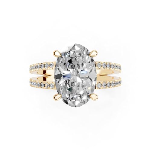 1-5 Carat 14K 18K Gold Platinum Oval Cut Pave Split Shank Lab Grown Diamond Ring, Engagement, Anniversary Wedding, IGI Certified Promise Rings for Women (1-5 Ct, F-G Color, VS1-VS2 Clarity)4