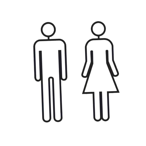 Placa WC Autoadhesiva Acrílica Señalización Baño Hombre/Mujer - Cartel Negro para Puerta de Aseos, Hoteles,Oficinas (15cm)