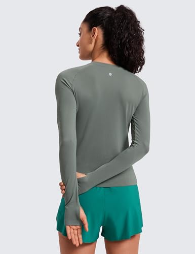 Image of CRZ YOGA Seamless Top Waist Length | Training, Chafe-Free, Slim Fit, Raglan Sleeves, Mesh Vents, Workout, Long Sleeve Shirts for Women