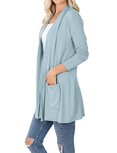 Image of Women's Open Front Cardigan Long Sleeve with Pockets Casual Outwear