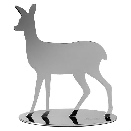 Fink Edelstahl Rehfigur 13 x 11 cm - silberfarbene Weihnachtsdeko - glänzende Tierfigur als Tischdekoration, Fensterbank-Deko oder dekoratives Element für Festliche Winterarrangements & Wohnräume