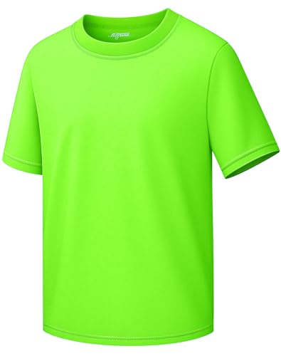 Image of Boys Shirts Athletic Dry Fit Neon T Shirts Short Sleeve Kids Youth Moisture Wicking Quick Dry Sports Training Performance Tee