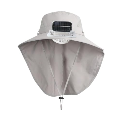 Children Outdoor Hat with Solar Fan Rechargeable Breathable Versatile Cooling Hat for Boys Girls Fashionable- Light Gray2