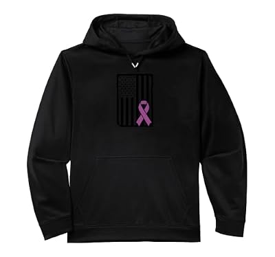 Awareness American Flag Purple Ribbon, Support Survivors Performance Hoodie