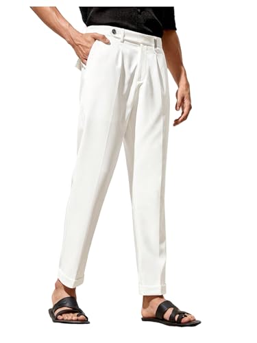 Floerns Men's Dress Pants Pleated Straight Leg Business Casual Suit Trousers