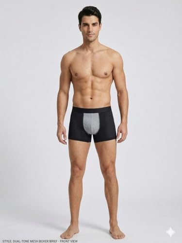 Image of Men's Padded Underwear - Nylon Ice Silk Breathable Boxer Briefs - Hip & Buttocks Enhancer and High-Elasticity Width (3.5cm) Shapewear for Men