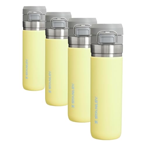 Image of Stanley Quick Flip GO Water Bottle 24 oz | Push Button Lid | Leakproof and Packable for Travel and Sports- Insulated Stainless Steel, BPA-Free - Pomelo,(Pack of 4)