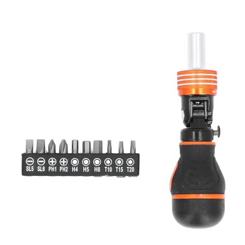 TICFOX Ratchet Screwdriver Set 10 in 1 MultiBit Combination, Adjustable Angled 180° Rotation Household Maintenance Tool Mini Tool Kit