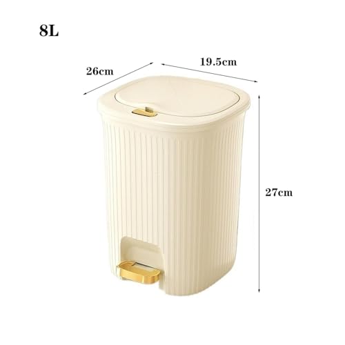 Bote de basura plástico con tapa blanco 8L miniatura 2