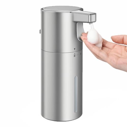ソープディスペンサー 半自動 タッチ式 泡 電池式 IPX5防水 排出量調整可能 使いやすい オートソープディスペンサー ハンドソープ 自動手洗い ハンドソープ対応 食器洗剤対応 トイレ お手洗い バスルーム キチン シルバー H5D-silver
