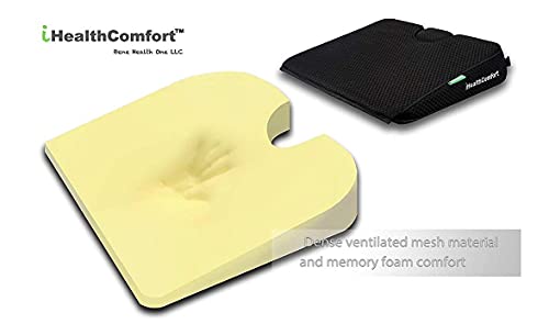 Ihealthcomfort Portable Large Wedge Seat Cushion Orthopedic Memory Foam Wellness Car Seat Office Chair Cushion Pad(19.7×17.7In) #TOP3