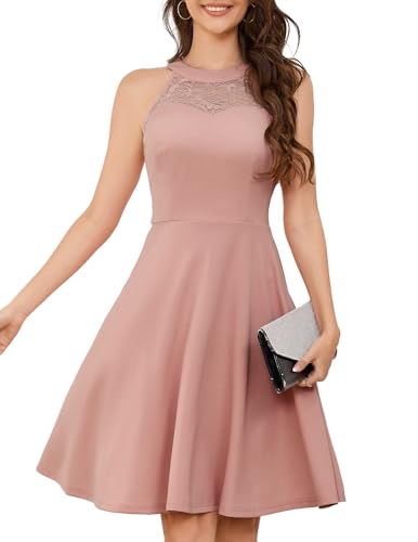 Bbonlinedress Halter Short Cocktail Summer Prom Wedding Guest Formal Pink Bridesmaid 2024 Women Teens Dress Blush M