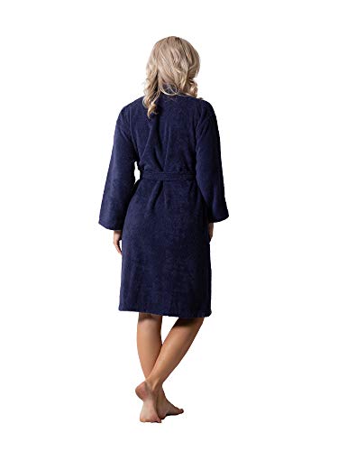 Image of Luxurious Turkish Terry Kimono Collar Super-Soft Terry Absorbent Bathrobes for Women