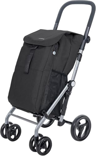 Carlett - Classic Duo Lett430 | Carro de la Compra Plegable | Carrito de Supermercado 4 Ruedas | Manillar Regulable y Freno de Seguridad | Bolsa Extensible 53L + 10 L Bolsa Isotérmica | Negro.