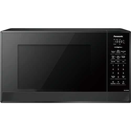 Panasonic NNSG448SC Compact 900 W High Power Microwave Oven, 7 Auto Cook Menus, Child Lock, Black Stainless