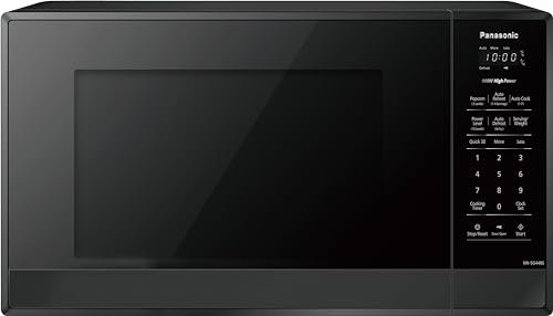 Panasonic NNSG448SC Compact 900 W High Power Microwave Oven, 7 Auto Cook Menus, Child Lock, 0.9 cu.ft, Black Stainless by Panasonic - Used condition - CA$131.90