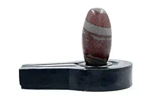 PANDIT NM SHRIMALI Narmadeshwar Shivling with Jaldhara Stand for Shivling Energised Natural Narmada Stone with Jaldhari Stand (Jaldhari: 5 inch, Narmadeshwar: 3 inch, Multicolour)