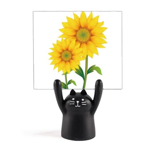 Support de mémo chat noir et tournesol jaune pour bureau