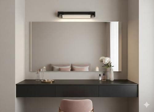Image of 18 /12W White PVC Body | Dressing Table |Rose Chrome Finish | Bathroom Mirror | Vanity | Picture | Cabinet | Adjustable | Wall Mounted Light. (Black Body, 18w)