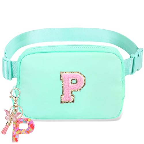 Image of Belt Bag for Girls Gifts - Birthday Gifts for Teenager, Personalized Gifts for Mom Freind Sister Teacher, Graduation GiftsInitial Crossbody Bag Belt Bag for Women Mint Green P