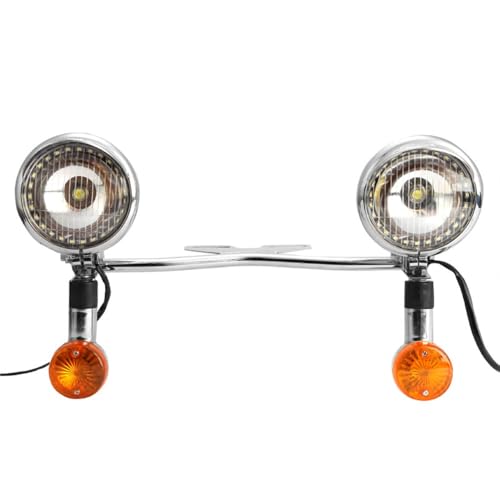 LBINGOYBM Motorcycle LED Passing Light Bar Signals Compatible With H-onda VTX 1300 C R S RETRO VT VF 700 750 1100 - Chrome Plated Fog Lamp Assembly with 27 LED & COB SMD Lights