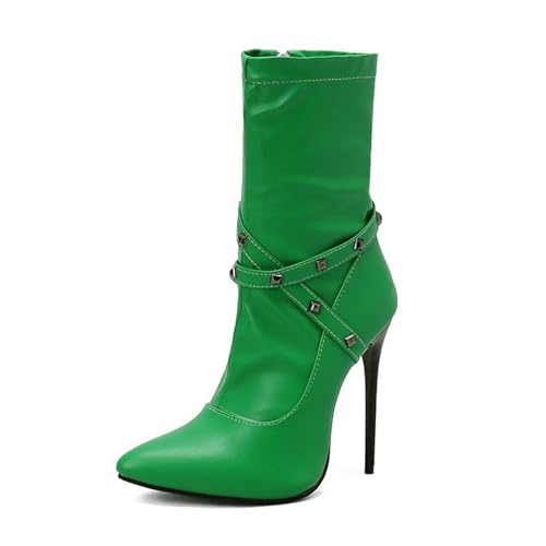 Bottines à talons hauts de 12cm avec rivets et fermeture éclair pratique