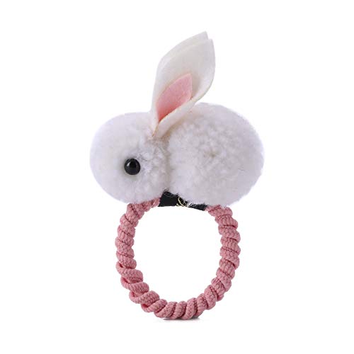 Bobbles para el cabello de las niñas Anillos de pelo elásticos Animales de felpa Lazos para el cabello Fieltro Conejo Oreja Diadema Niños Accesorios para el cabello Perfecto para Photo Prop (Blanco)