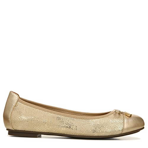 Vionic Women's Spark Minna Classic Ballet Flat- Supportive Ladies Round Toe Walking Flats That Include Three-Zone Comfort With Orthotic Insole Arch Support, Gold Metallic Snake 8.5 Medium #TOP4