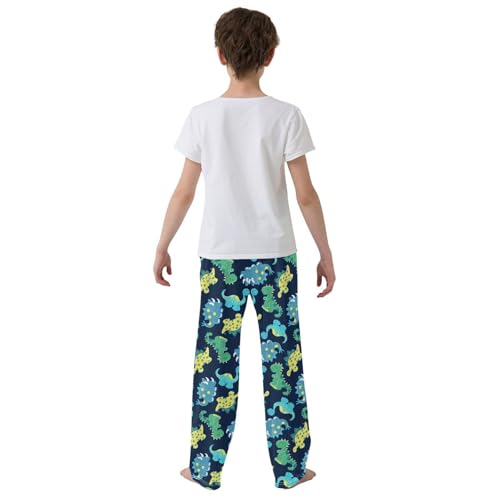ZZXXB Dinosaur with Polka Dot Boys Long Pants Soft Trousers Elastic Waist Kids Lounge Bottoms with Pockets S-XL3