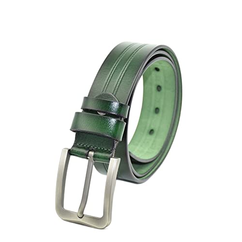 DSJTCH Cinto masculino de couro azul/verde/café/cinto de couro preto para homens liga pin fivela cin
