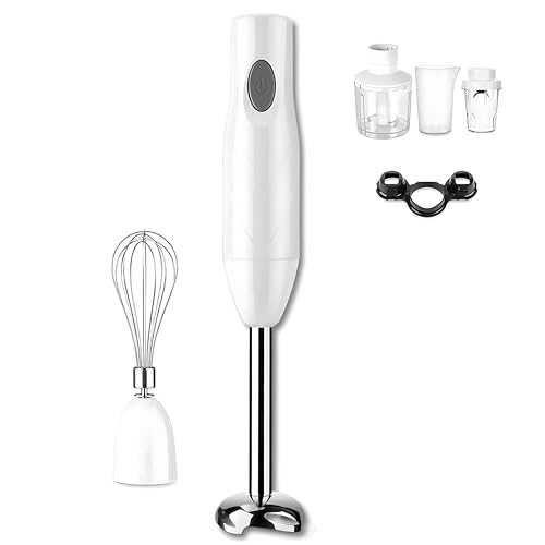 150W Cordless Hand Blender, Stainless Steel Stick Blender with Two a Blade and Egg Whisk, Detachable Design, 200ML Chopper, 600ML Vessel, for Baby Food Soup Vegetables Fruits