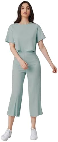 GRECIILOOKS Co ord Set for Women Stylish | Dress for Woman | Night Suit for Women | Western Pyjama Set for Summer Beach & Resort Wear | Trendy Casual Black Crop Top & High Waist Pants